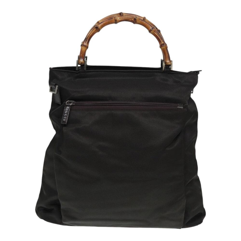 GUCCI Bamboo Handbag Nylon Khaki - Picture 2 of 13